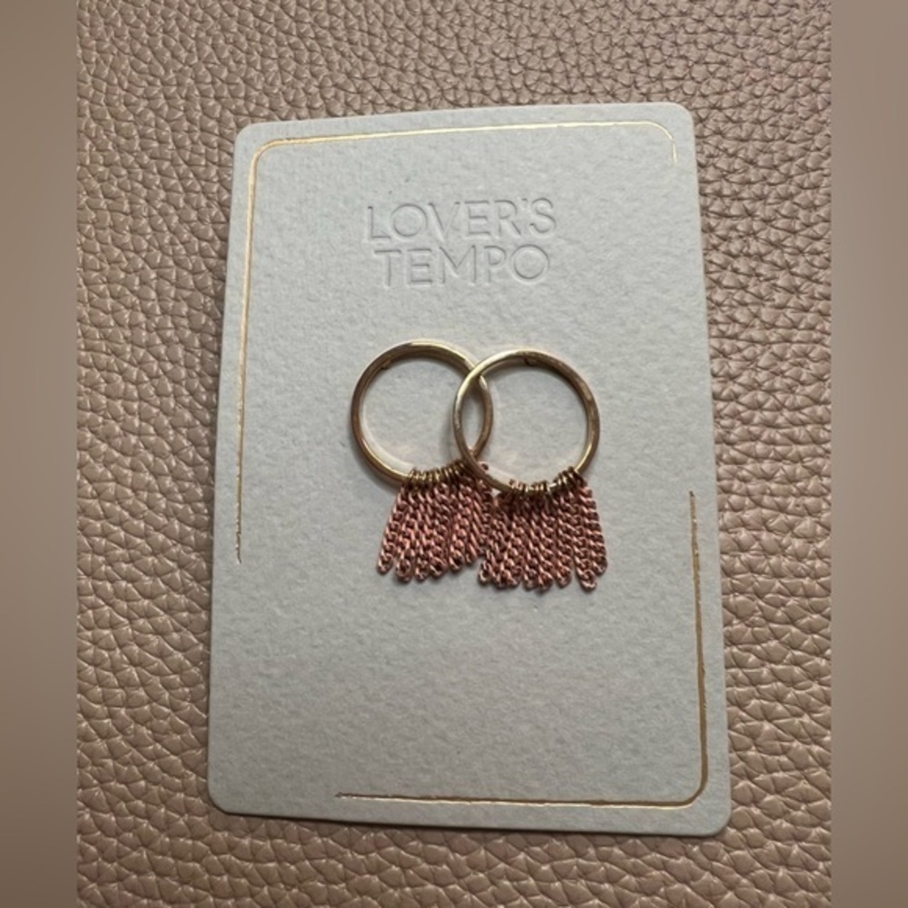 Lover’s Tempo Circle Fringe Earrings Pink Rose Gold Tone